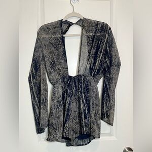 Dainty Hooligan Navy and White Backless Romper